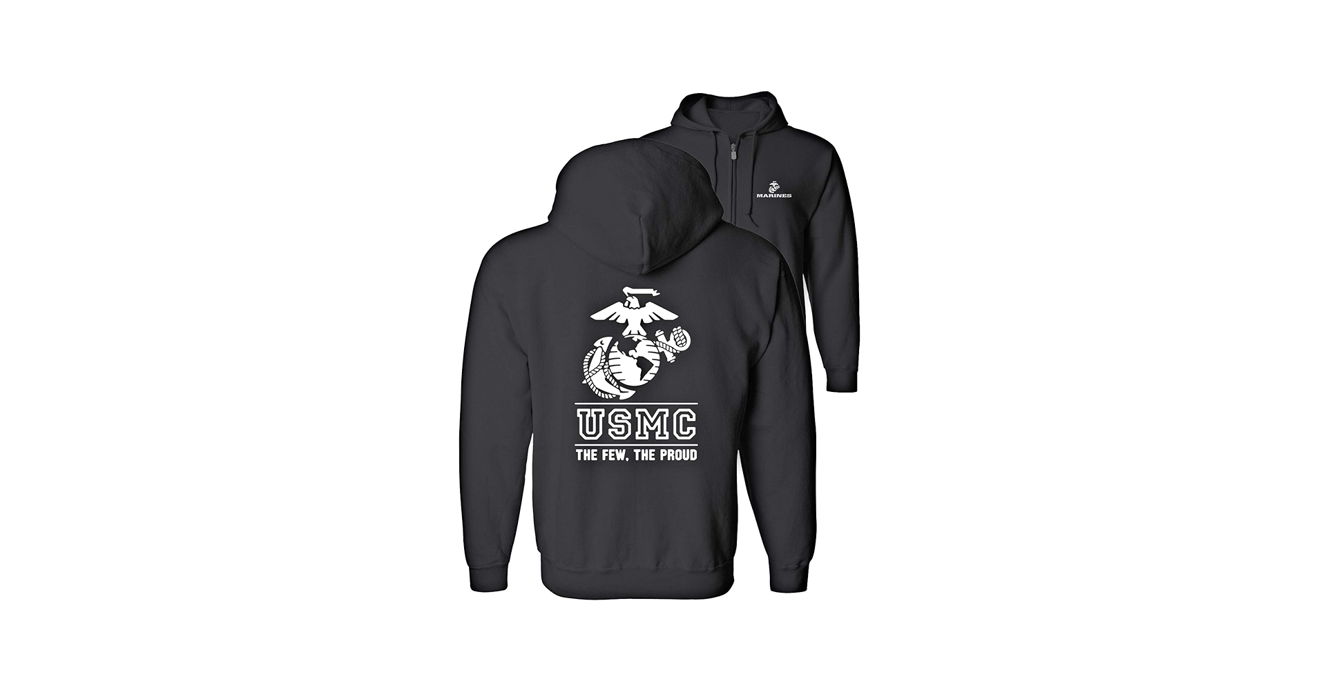 Amazon.com: Lucky Ride USMC LOGO HOODED SWEATSHIRT (FULL ZIP
